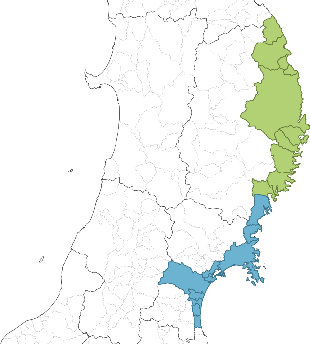 東日本大震災 広域の地図